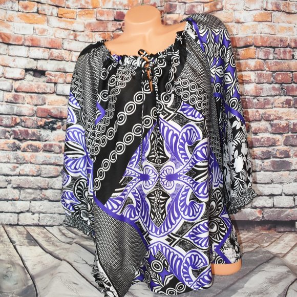 Syble Martin Plus Size 20W Blouse Top Circles - Picture 4 of 12